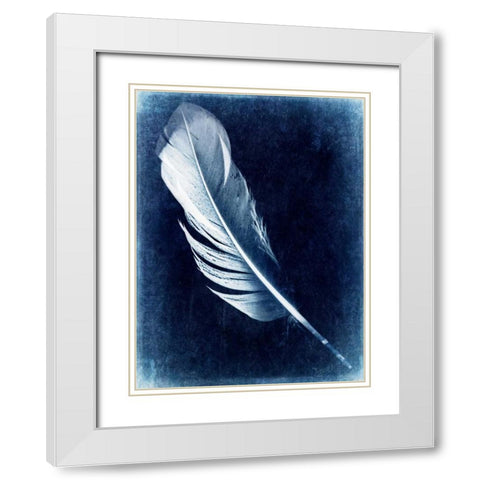 Inverted Feather I White Modern Wood Framed Art Print with Double Matting by Malek, Honey