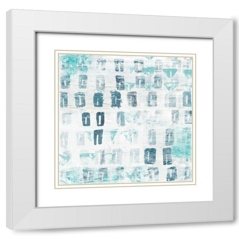 Blue Static III White Modern Wood Framed Art Print with Double Matting by Vess, June Erica