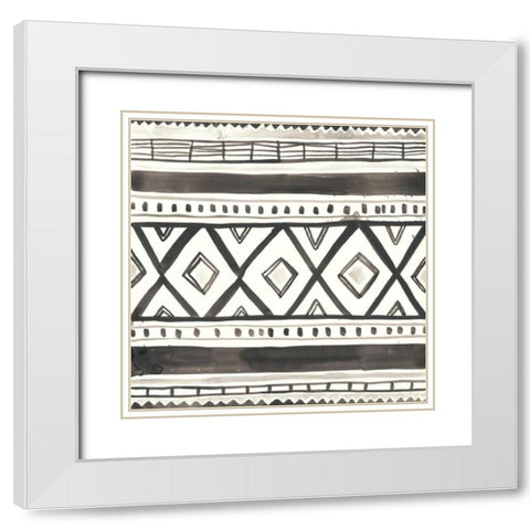 Tribal Echo III White Modern Wood Framed Art Print with Double Matting by Vess, June Erica