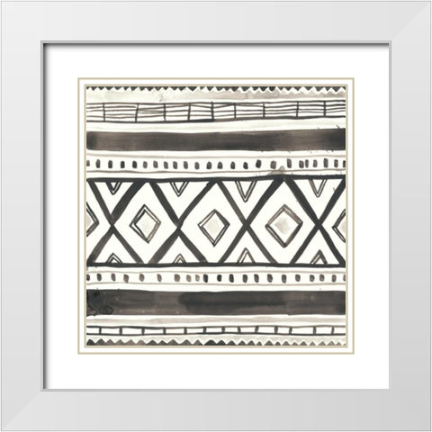 Tribal Echo III White Modern Wood Framed Art Print with Double Matting by Vess, June Erica