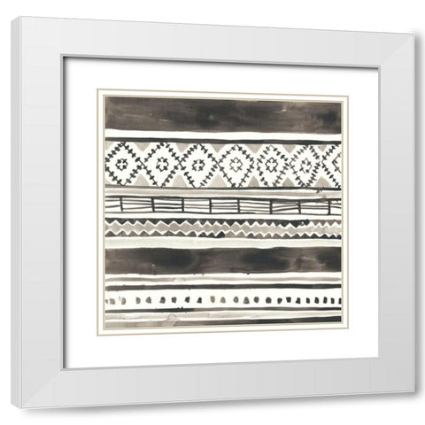 Tribal Echo IV White Modern Wood Framed Art Print with Double Matting by Vess, June Erica