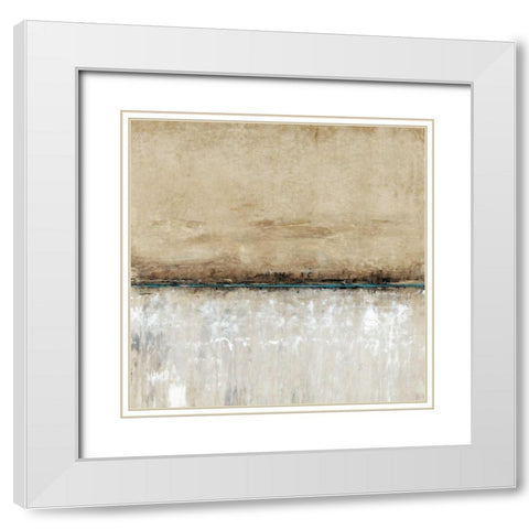 Blue Line I White Modern Wood Framed Art Print with Double Matting by OToole, Tim