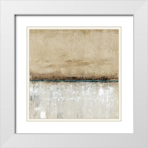 Blue Line I White Modern Wood Framed Art Print with Double Matting by OToole, Tim