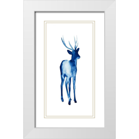 Ink Drop Rusa Deer I White Modern Wood Framed Art Print with Double Matting by Popp, Grace