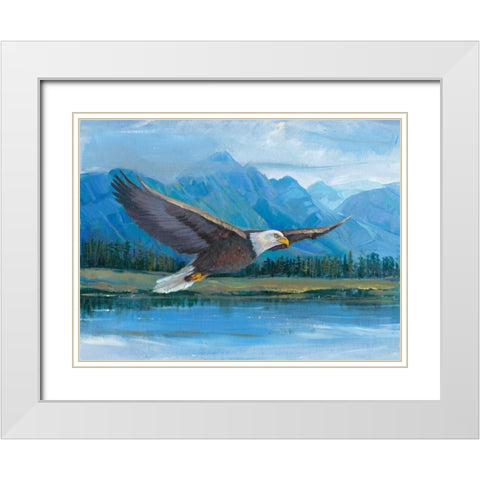 Eagle Soaring White Modern Wood Framed Art Print with Double Matting by OToole, Tim