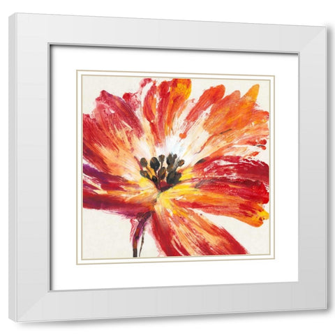 Fleur Rouge I White Modern Wood Framed Art Print with Double Matting by OToole, Tim