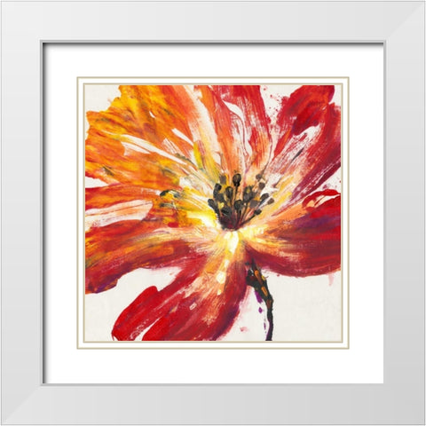 Fleur Rouge II White Modern Wood Framed Art Print with Double Matting by OToole, Tim