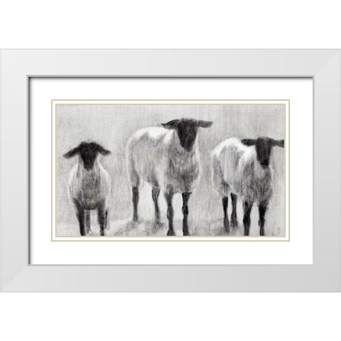 Rustic Sheep II White Modern Wood Framed Art Print with Double Matting by Harper, Ethan