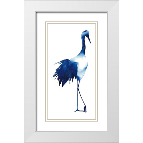 Ink Drop Crane I White Modern Wood Framed Art Print with Double Matting by Popp, Grace