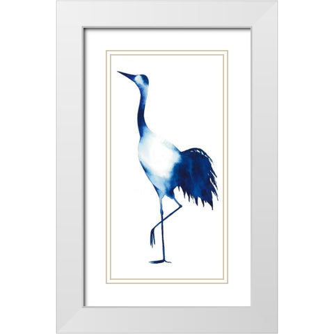 Ink Drop Crane II White Modern Wood Framed Art Print with Double Matting by Popp, Grace