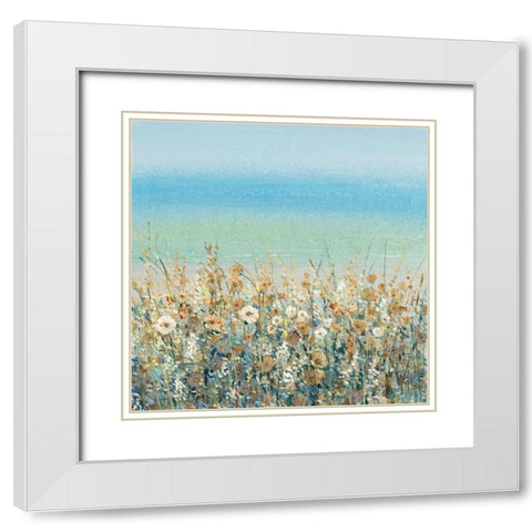 Shoreline Flowers II White Modern Wood Framed Art Print with Double Matting by OToole, Tim