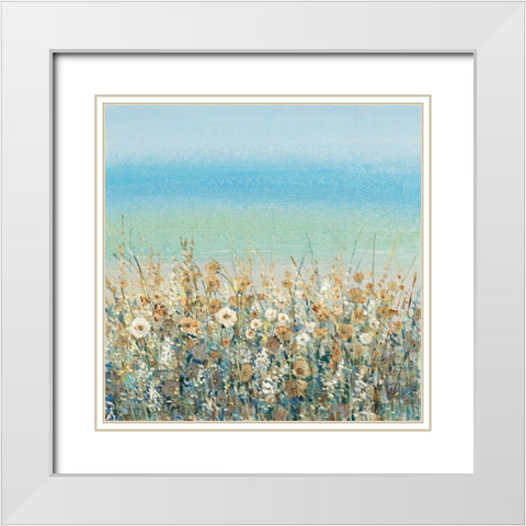 Shoreline Flowers II White Modern Wood Framed Art Print with Double Matting by OToole, Tim