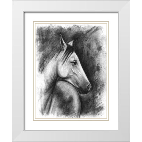 Charcoal Equestrian Portrait I White Modern Wood Framed Art Print with Double Matting by McCavitt, Naomi