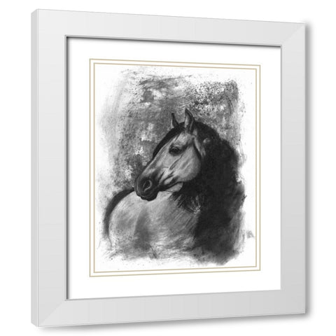 Charcoal Equestrian Portrait IV White Modern Wood Framed Art Print with Double Matting by McCavitt, Naomi