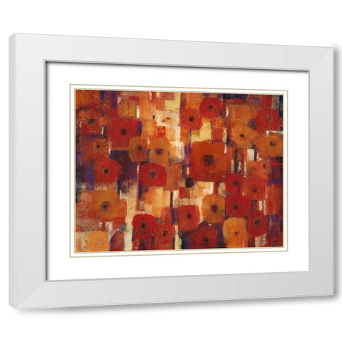 Transitional Poppies II White Modern Wood Framed Art Print with Double Matting by OToole, Tim