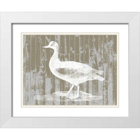 Woodgrain Fowl II White Modern Wood Framed Art Print with Double Matting by Goldberger, Jennifer