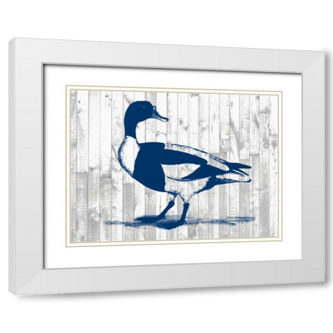 Woodgrain Fowl III White Modern Wood Framed Art Print with Double Matting by Goldberger, Jennifer