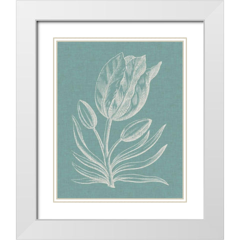 Graceful Floral I White Modern Wood Framed Art Print with Double Matting by Vision Studio