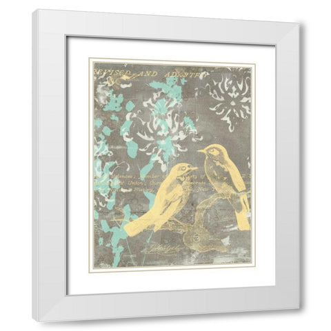 Pretty Birds I White Modern Wood Framed Art Print with Double Matting by Goldberger, Jennifer