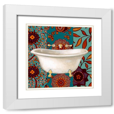 Spice Bathroom II White Modern Wood Framed Art Print with Double Matting by Vision Studio