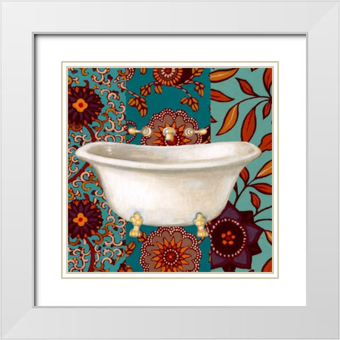 Spice Bathroom II White Modern Wood Framed Art Print with Double Matting by Vision Studio