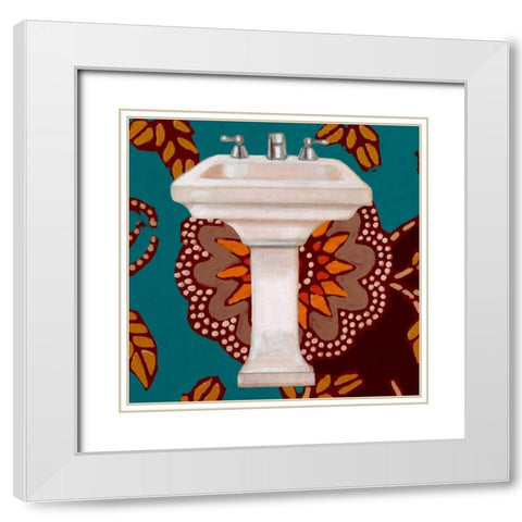 Spice Bathroom III White Modern Wood Framed Art Print with Double Matting by Vision Studio