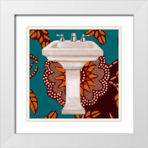 Spice Bathroom III White Modern Wood Framed Art Print with Double Matting by Vision Studio