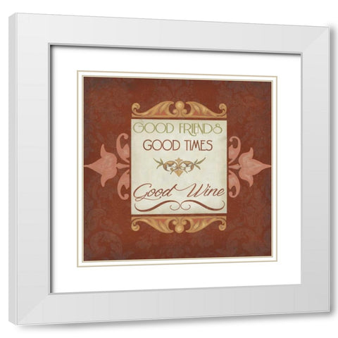Inspired Wine II White Modern Wood Framed Art Print with Double Matting by Vision Studio