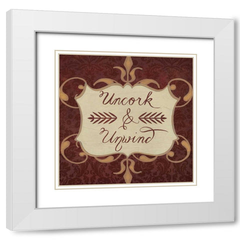 Inspired Wine V White Modern Wood Framed Art Print with Double Matting by Vision Studio