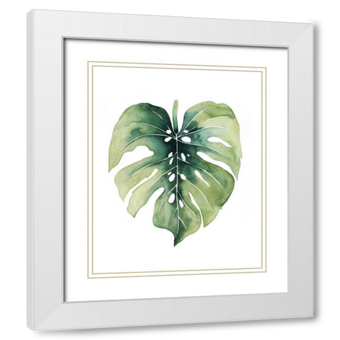 Custom Paradise Palm Leaves on white I White Modern Wood Framed Art Print with Double Matting by Popp, Grace
