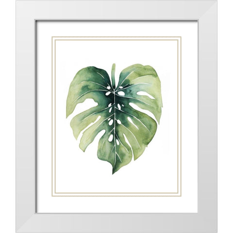 Custom Paradise Palm Leaves on white I White Modern Wood Framed Art Print with Double Matting by Popp, Grace