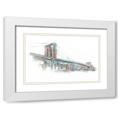 Watercolor Bridge Sketch II White Modern Wood Framed Art Print with Double Matting by Harper, Ethan