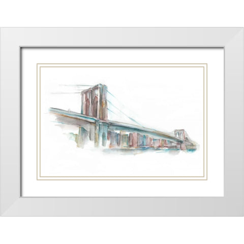 Watercolor Bridge Sketch II White Modern Wood Framed Art Print with Double Matting by Harper, Ethan
