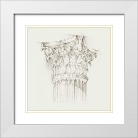 Column Schematic IV White Modern Wood Framed Art Print with Double Matting by Harper, Ethan