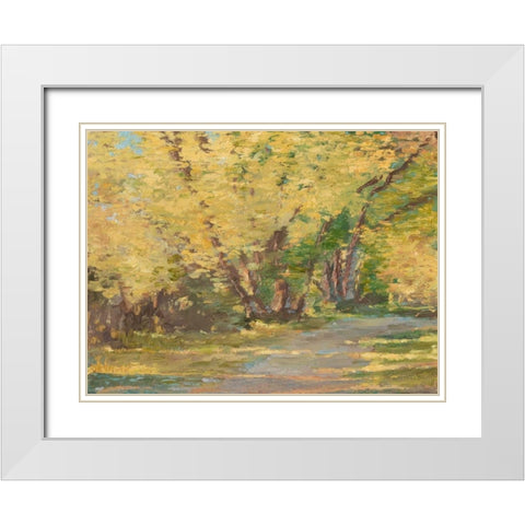 Fall Path I White Modern Wood Framed Art Print with Double Matting by Harper, Ethan