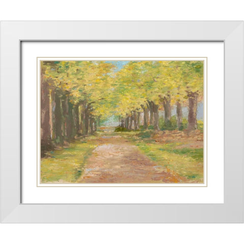 Fall Path III White Modern Wood Framed Art Print with Double Matting by Harper, Ethan