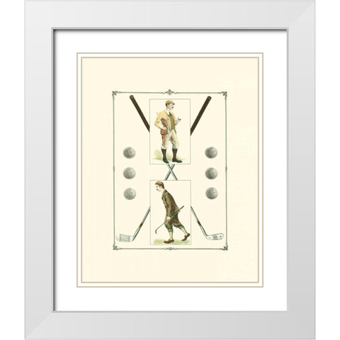 Golfers- H. Hutchinson and John Ball White Modern Wood Framed Art Print with Double Matting by Spy