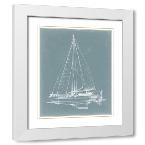 Yacht Sketches I White Modern Wood Framed Art Print with Double Matting by Harper, Ethan
