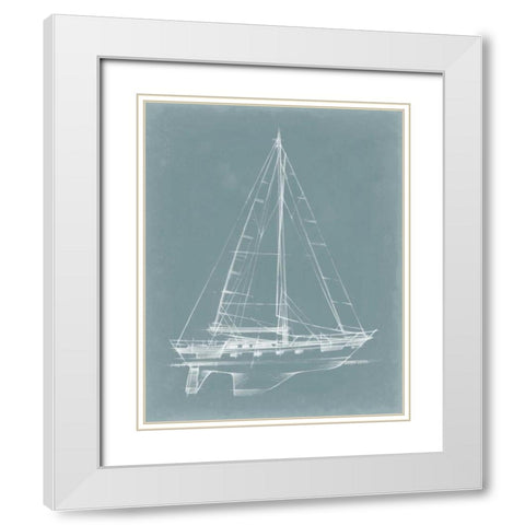 Yacht Sketches II White Modern Wood Framed Art Print with Double Matting by Harper, Ethan