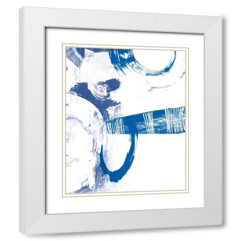 Blue Scribbles III White Modern Wood Framed Art Print with Double Matting by Vision Studio