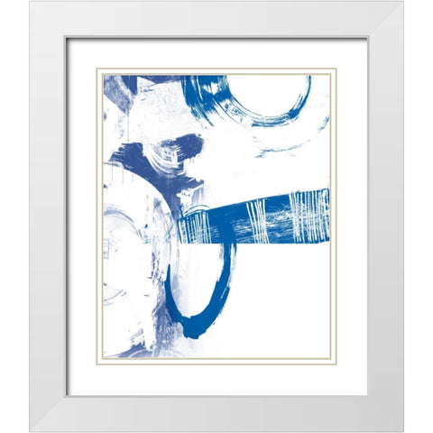 Blue Scribbles III White Modern Wood Framed Art Print with Double Matting by Vision Studio