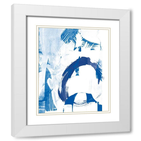 Blue Scribbles IV White Modern Wood Framed Art Print with Double Matting by Vision Studio