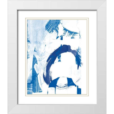Blue Scribbles IV White Modern Wood Framed Art Print with Double Matting by Vision Studio