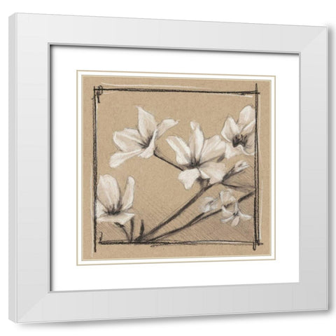 White Floral Study I White Modern Wood Framed Art Print with Double Matting by Harper, Ethan