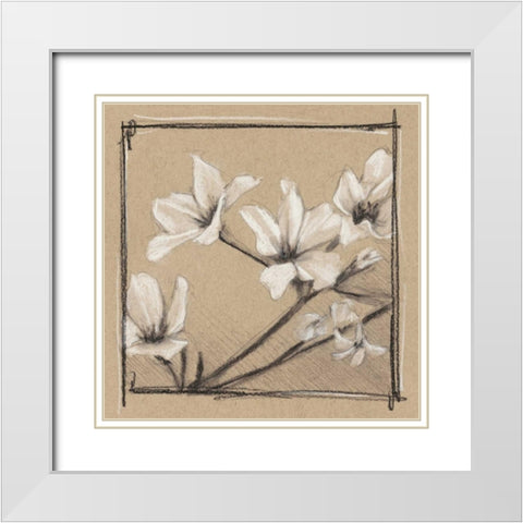 White Floral Study I White Modern Wood Framed Art Print with Double Matting by Harper, Ethan