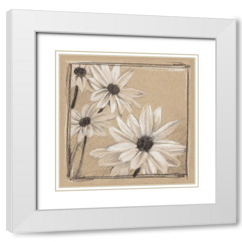 White Floral Study II White Modern Wood Framed Art Print with Double Matting by Harper, Ethan