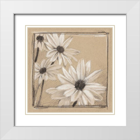 White Floral Study II White Modern Wood Framed Art Print with Double Matting by Harper, Ethan
