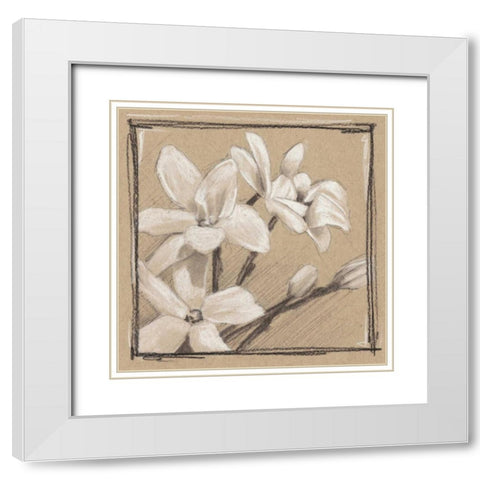 White Floral Study III White Modern Wood Framed Art Print with Double Matting by Harper, Ethan