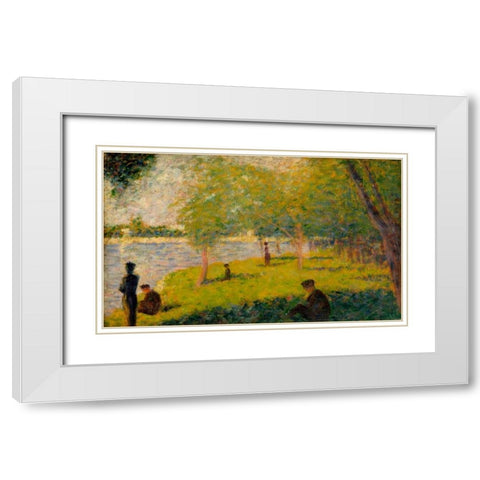Study for a Sunday on La Grande Jatte White Modern Wood Framed Art Print with Double Matting by Seurat, Georges