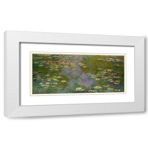 Water Lilies I White Modern Wood Framed Art Print with Double Matting by Monet, Claude